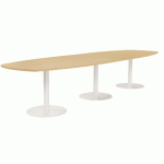 TABLE CONFÉRENCE ELGA PIED COROLLE 360X113 CM PLATEAU STRATIFIÉ HÊTRE/BLANC - MANUTAN COLLECTIVITÉS