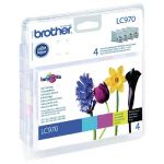 BROTHER CARTOUCHE D'ENCRE LC970 (LC-970VALBP) - PACK DE 4 - COULEUR: NOIR, CYAN, MAGENTA, JAUNE (LOT DE 4 CARTOUCHES)