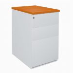 CAISSON MÉTAL NF ENVIRONNEMENT HAUTEUR BUREAU ALUMINIUM - H.72 X L. 42 X P. 60 CM - TOP MERISIER