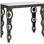CONSOLE EXTENSIBLE 90X40/196 CM KARAMAY SMALL EVOLUTION FRÊNE BLANC STRUCTURE ANTHRACITE