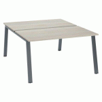 PÔLE 2 BUREAUX ECLA CHÊNE GRIS L 140 X P 80 CM PIÈTEMENT MÉTAL FINITION ANTHRACITE