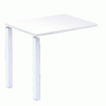 RETOUR SUSPENDU EDEN L 80 X P 60 CM PLATEAU BLANC PIÈTEMENT MÉTAL TUBE BLANC