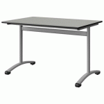 TABLE MALIBU 120X80 T6 DL ST ISOSON GRIS 1400/NOIR GRIS 9006 - MANUTAN EXPERT