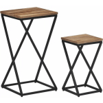 TABLES D'APPOINT 2 PCS TECK DE RÉCUPÉRATION MASSIF