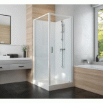 CABINE DE DOUCHE 80X80 CM IZIGLASS 2 PORTE PIVOTANTE - MITIGEUR MÉCA - VERRE TRANSPARENTE LEDA