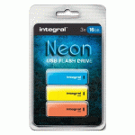 INTÉGRAL PACK DE 3 CLÉS USB NÉON 16 GO USB 2.0 (USB-A) COULEUR ASSORTIE
