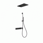 KIT DE DOUCHE THERMOSTATIQUE ET ENCASTRÉ BLOCK SYSTEM AVEC FERMETURE ET RÉGLAGE DU DÉBIT (3 VOIES) - TRES 20735309NM NOIR MAT