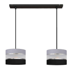HELAM SUSPENSION HELEN GRIS-NOIR-ARGENTÉ 2 LAMPES