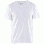 T-SHIRT COL V BLANC TAILLE XXXL - BLAKLADER
