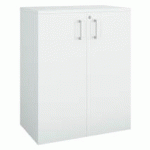 ARMOIRE BASSE BOIS H 100 X L 80 CM AVEC PORTES BATTANTES BLANC - ARCH