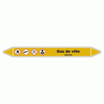LOT DE 3 - MARQUEUR TUYAUTERIE - GAZ DE VILLE - VINYLE LAMINÉ- NFX 08-105 250 X 26 MM