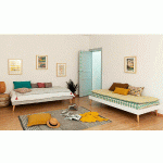 PACK LIT EUPHOR + MATELAS  GRIS CLAIR 90X190 CM