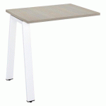 RETOUR DE BUREAU ECLA 80 X 60 CM CHÊNE GRIS PIÉTEMENT MÉTAL FINITION BLANC