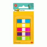 MARQUE-PAGES ÉTROIT REPOSITIONNABLE PLASTIQUE COULEURS NÉON POST-IT - DISTRIBUTEUR DE 20 FEUILLES