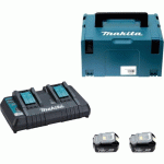 PACK ÉNERGIE 18V 4 AH (2 BATTERIES + 1 CHARGEUR DOUBLE) EN COFFRET MAKITA