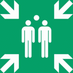 PANNEAU PICTOGRAMME LIEU DE RASSEMBLEMENT 150X150 MM - DJOIS MADE BY TARIFOLD