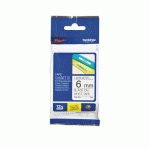 RUBAN LAMINÉ BROTHER 6 MM TZE 211 BLANC ÉCRITURE NOIRE