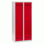 VESTIAIRE 2 COLONNES COLOR MONOBLOC INDUSTRIE SALISSANTE - A CODE - ROUGE
