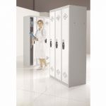 VESTIAIRE AVANTAGE - INDUSTRIE PROPRE - 4 COLONNES - CORPS GRIS - PORTES BLANC