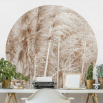 PAPIER PEINT ROND AUTOCOLLANT - WARM PAMPAS GRASS IN SUMMER Ø 50CM