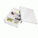 BOÎTE DE RANGEMENT CARTON LEITZ CLICK&STORE WOW AVEC SÉPARATEURS H 10,5 X L 27,8 X P 36,8 CM BLANCHE