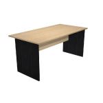 BUREAU DROIT PRONTO TENDANCE - L.160 X P.80 CM - PLATEAU CHÊNE - PIEDS PLEINS NOIR