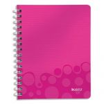 CAHIER SPIRALES LEITZ WOW - A5 - 160 PAGES DETACHABLES 80 G - 5X5 - COUVERTURE POLYPROPYLENE ROSE