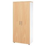 MEUBLE HAUT ACTUAL AVEC PORTES - H.180 X L. 80 X P. 47 CM - CORPS BLANC - PORTES CHÊNE