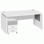 PACK BUREAU + CAISSON MOBILE 3 TIROIRS INTUITIV BLANC/ALU