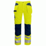 PROJOB 6531 PANTALON POLYCOTON PRIO EN ISO 20471 CLASSE 2 JAUNE/MARINE - TAILLE 38