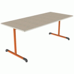 TABLE BANDANA 180X80 T5 DL STR POLY. ÉRABLE G. BEIGE/PAPAYE - MOBIDECOR