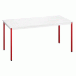 TABLE MULTI-USAGES L 160 X P 80 CM BLANC PIEDS ROUGE