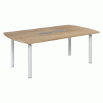 TABLE TONNEAU BELEM L 200 X P 115 CM - 8 PERSONNES CHÊNE NATUREL PIÈTEMENT BLANC