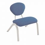 CHAISE VISITEUR LISA TISSU AVEC ACCOUDOIRS BLEU / ALUMINIUM