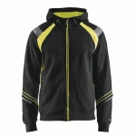 SWEAT ZIPPÉ À CAPUCHE NOIR/JAUNE FLUORESCENT TAILLE M - BLAKLADER