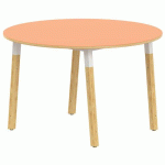 TABLE 4P MÉTAL/BOIS RONDE Ø 120 T5 STRAT ABS ORANGE/ALU