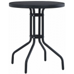 TABLE DE JARDIN NOIR 80 CM ACIER ET VERRE