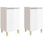 TABLES DE CHEVET 2PCS BLANC BRILLANT 40X35X70CM BOIS INGÉNIERIE