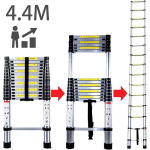 4.4M ÉCHELLE TÉLESCOPIQUE EN ALUMINIUM BRICOLAGE PLIABLE ÉCHELLE ESCAMOTABLE MULTIFONCTION CHARGE 150 KG, NOIR