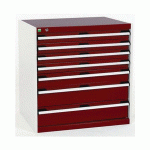 ARMOIRE D\'AT. À TIROIRS CUBIO SL-858-7.1 GRIS CLAIR/ROUGE - MANUTAN COLLECTIVITÉS