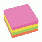 BLOC CUBE REPOSITIONNABLE NÉON BRUNEAU 75 X 75 MM - BLOC DE 400 FEUILLES