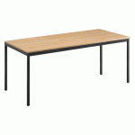 TABLE DE BUREAU MULTI-USAGE ÉCO CHÊNE CLAIR 180 X 80 CM PIÈTEMENT NOIR