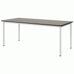 TABLE MALIBU 180X80 T5 4P STRA GRIS U727/NOIR BLC 9016