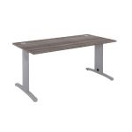 BUREAU DROIT IMEDIA - L. 120 X P. 80 CM - PLATEAU 'CÈDRE' - PIEDS 'ALUMINIUM'.