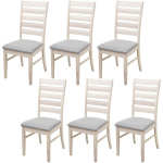 DÉCOSHOP26 - LOT DE 6 CHAISES DE SALLE À MANGER CUISINE CHAISE TISSU GRIS ET BOIS MASSIF CLAIR - GRIS