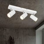 PLAFONNIER, SPOT DE PLAFOND, BARRE DE SPOTS, LUMINAIRE DE SALON, MODERNE, 3 FLAMMES, SPOTS ORIENTABLES, CHROMÉ BLANC, SPOT, 3X GU10, LXLXH 41X6X12 CM