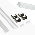 BARCELONA LED - PROFILÉ SAILLIE EN ALUMINIUM POUR BANDE LED AVEC DIFFUSEUR - 17X8MM - 4 CLIPS - 2 EMBOUTS - 2 MÈTRES BLANC - BLANC