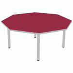 TABLE CARÉLIE OCTO Ø120 T2 STRAT POLY. CERISE GRIS/9006 - MOBIDECOR