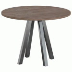 TABLE RÉUNION EVAN Ø 100 CM PIED NOIR PLATEAU NOYER - MBA