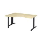 BUREAU COMPACT RETOUR À GAUCHE IMEDIA - L. 160 X P. 110 CM - PLATEAU CHÊNE - PIEDS ANTHRACITE